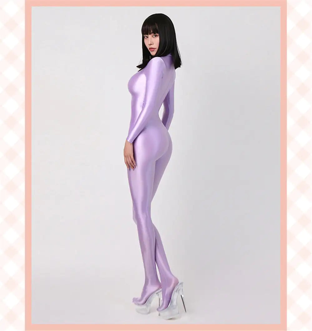 Glossy Elastic One-Piece Jumpsuit